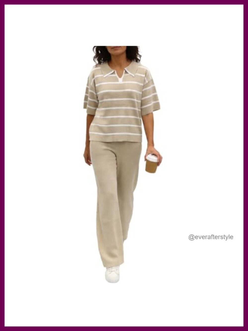Ice Silk Touch 2 Piece Set Short Sleeve Polo Top Wide Leg Pant